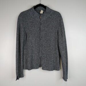 J.Jill  100% Cotton Zip Up Gray Sweater Size M